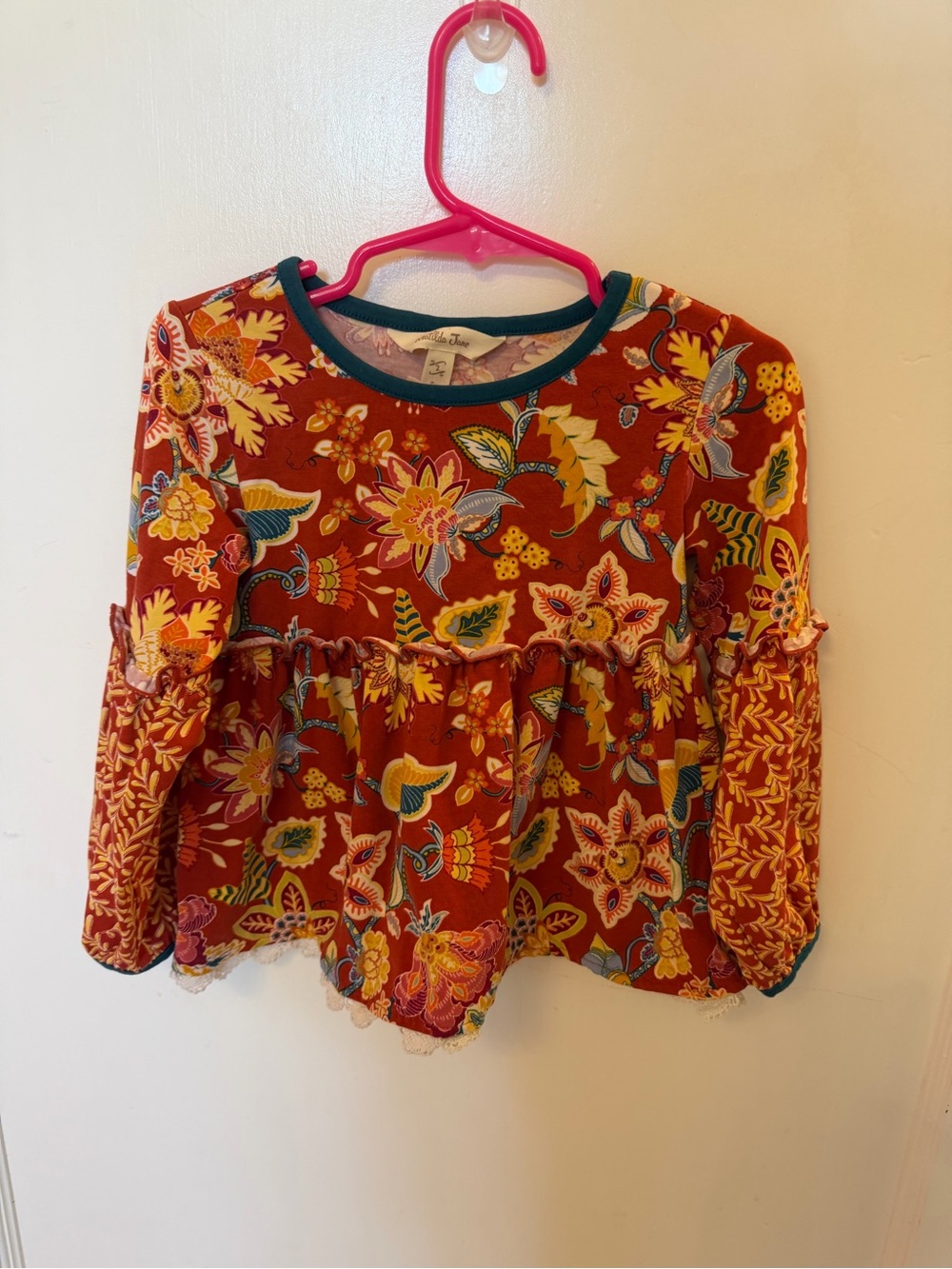 Matilda Jane Rust Floral Long Sleeve Peplum Top